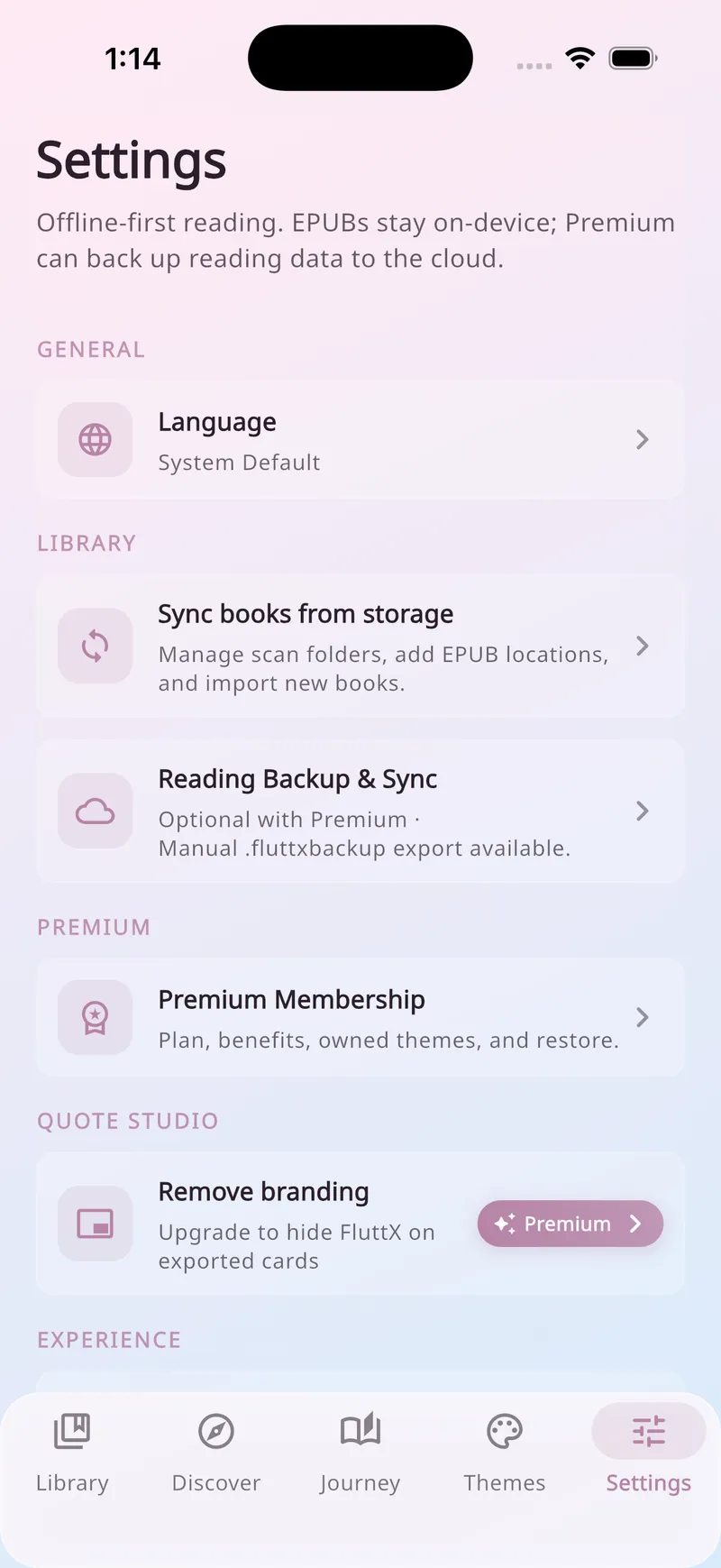 Settings preview